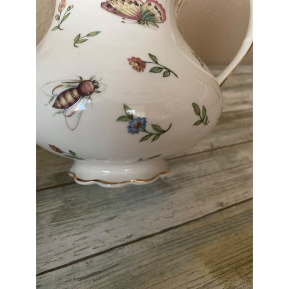 Burton + Burton Morning Meadows Teapot Butterflies Bees Flower Gold Trim - 4 Cup - Picture 7 of 16